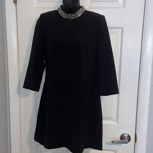 Women’s H&M black Aline backless dress w/ rhinestone mock neckline sexy mini